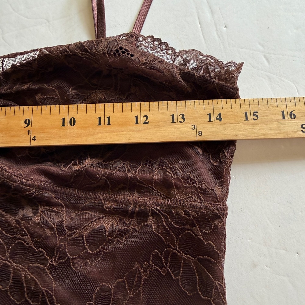 Free People‎ Womens Floral Lace Camisole Top Size S Brown Fairy Y2K  Grunge - Picture 7 of 9